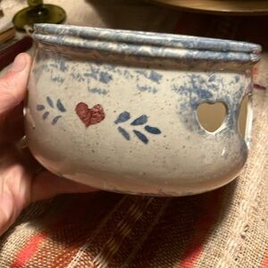 Spackle pottery candle holder pan warmer wax melt canister with heart